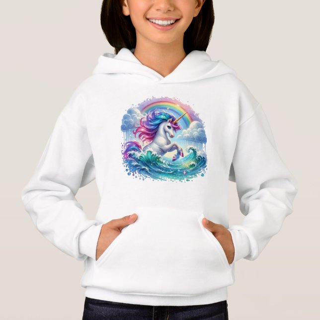 Fantasy Unicorn med Rainbow T Shirt (Framsida)