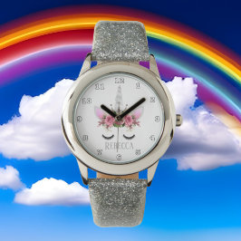 Fantasy Unicorn silver princess ansikte namn Armbandsur