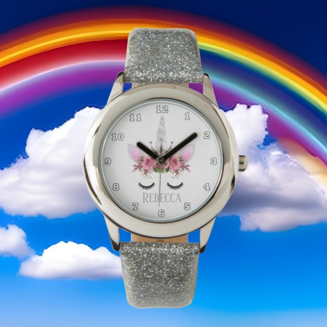 Fantasy Unicorn silver princess ansikte namn Armbandsur (Skapare uppladdad)