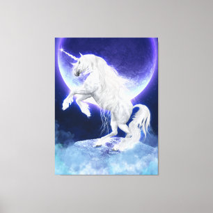 Fantasy Unicorn Stallion Lila Måne Canvastryck