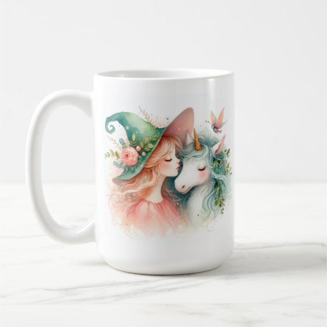 Fantasy Unicorn Witch Mystical Drinkware Magic Kaffemugg (Vänster)