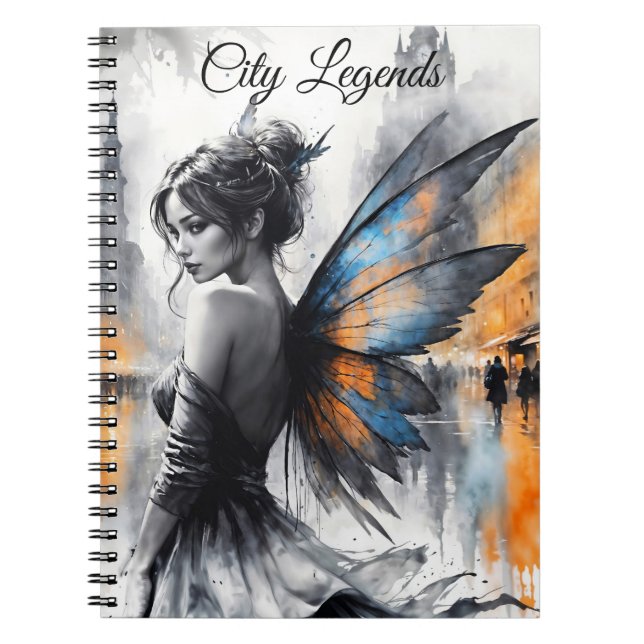 Fantasy urban fairy elegant skönhet drömam ljus anteckningsbok (Framsidan)