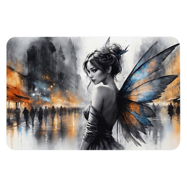 Fantasy urban fairy elegant skönhet drömam ljus magnet (Horisontell)
