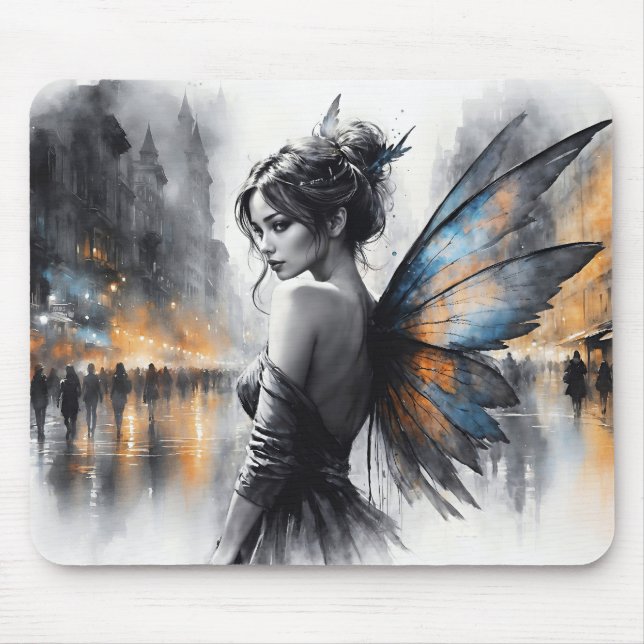 Fantasy urban fairy elegant skönhet drömam ljus musmatta (Framsidan)
