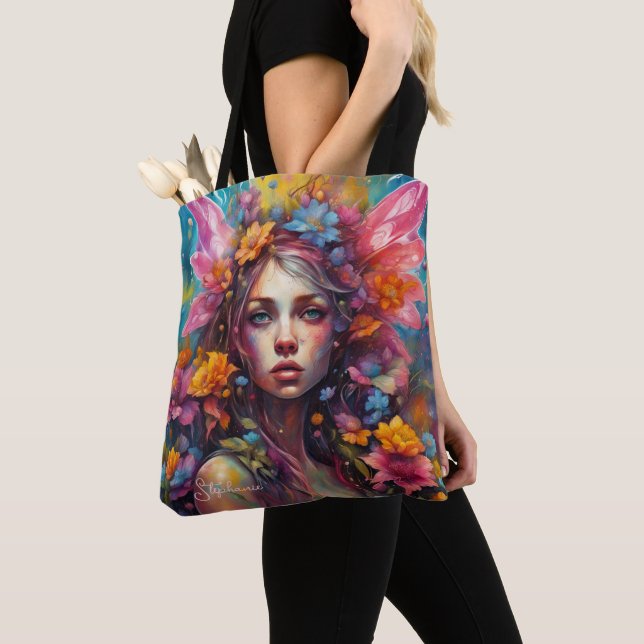 Fantasy Vacker Colorful Flower Fairy Tygkasse (Närbild)