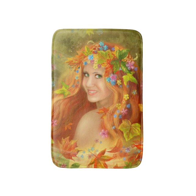 Fantasy Vacker Fairy Women, höst. Badrumsmatta (Framsidan (Vertikal))