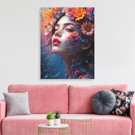 Fantasy Vacker Färgrik Blomma Fe Feprinsessa Canvastryck