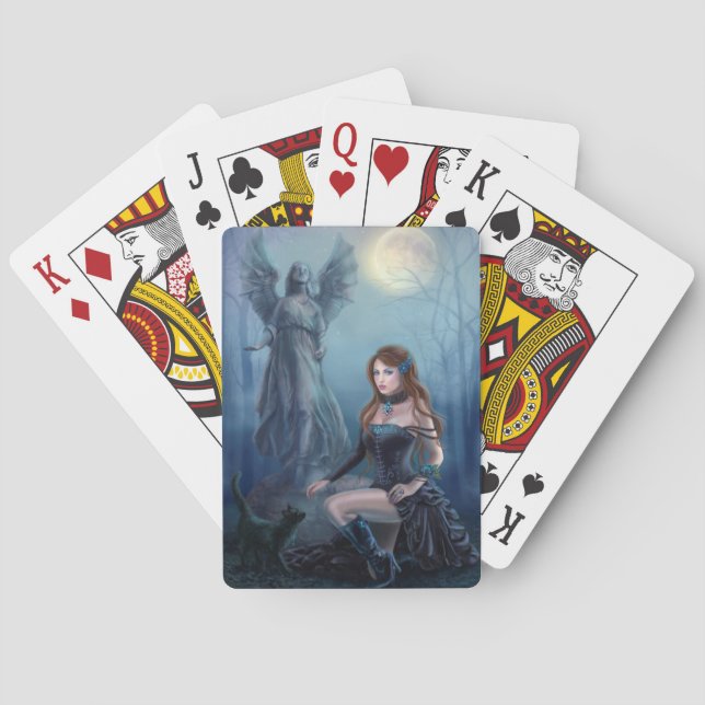 Fantasy-vacker kvinna med svart katt kortlek (Baksidan)