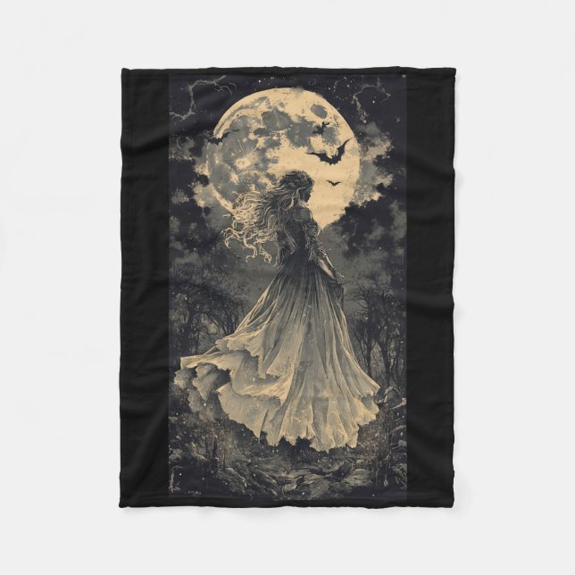 Fantasy Vampire Moonlight, vackert Witch Gothic Fa Fleecefilt (Framsidan)