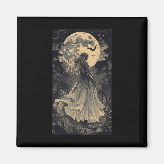 Fantasy Vampire Moonlight, vackert Witch Gothic Fa Magnet (Framsidan)
