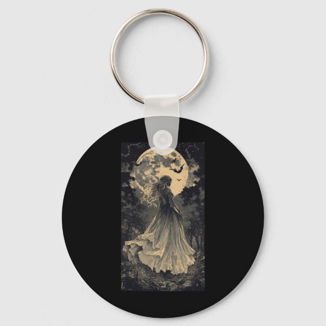 Fantasy Vampire Moonlight, vackert Witch Gothic Fa Nyckelring (Framsida)