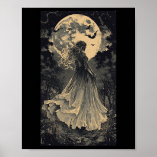 Fantasy Vampire Moonlight, vackert Witch Gothic Fa Poster