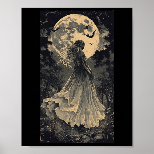 Fantasy Vampire Moonlight, vackert Witch Gothic Fa Poster (Framsidan)