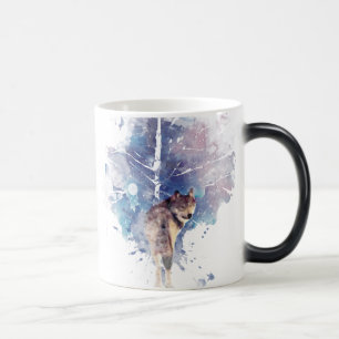 Fantasy Varg Träd Graphic Art Wildlife Animal Art Magisk Mugg