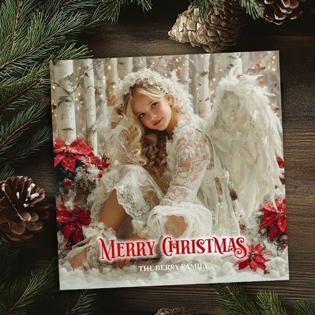 Fantasy Victorian angel red and gold festive card Julkort (Fantasy Victorian angel red and gold festive greeting card

)