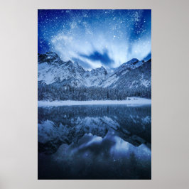 Fantasy vid sjö i berget poster