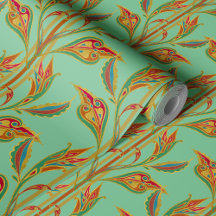 Fantasy vine of guld, red, gree, löv on jade