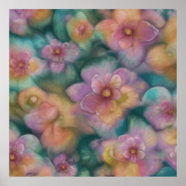 Fantasy Vintage Flowers (Fantasy) färgade i vatten Poster