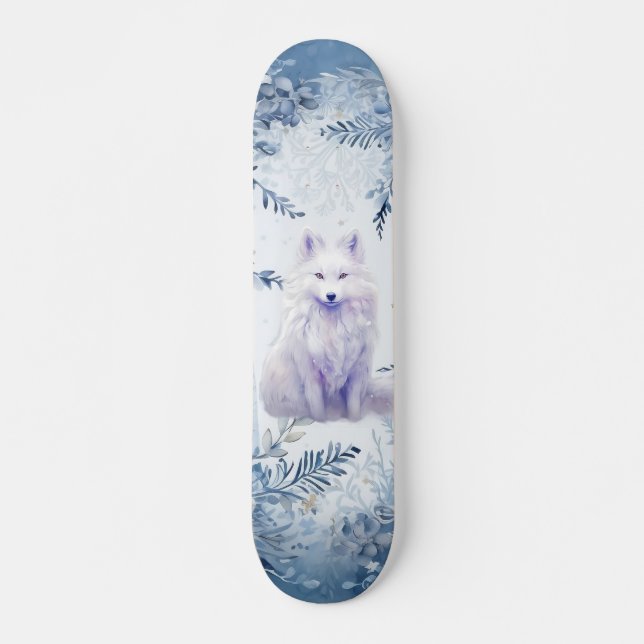 Fantasy Vinter Vit Räv Skateboard (Framsida)