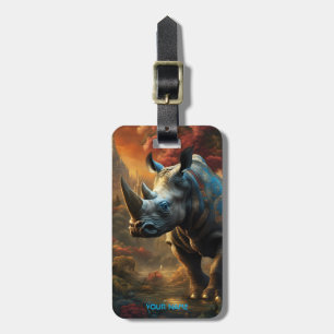 Fantasy Vivid Flowers Majestic Rhino Bagagebricka