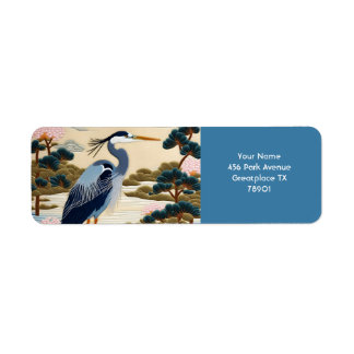 Fantasy Vivid japansk Heron Blue Returadress Etikett