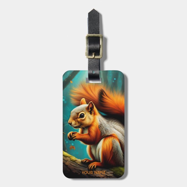 Fantasy Vivid Majestic Red Squirrel Bagagebricka (Vertikal Framsida)