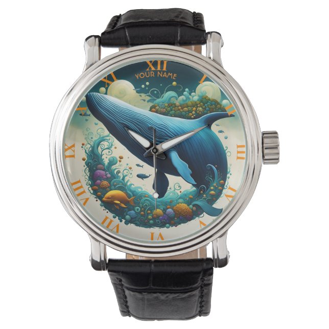 Fantasy Vivid Majestic Spiral Whale Armbandsur (Framsida)