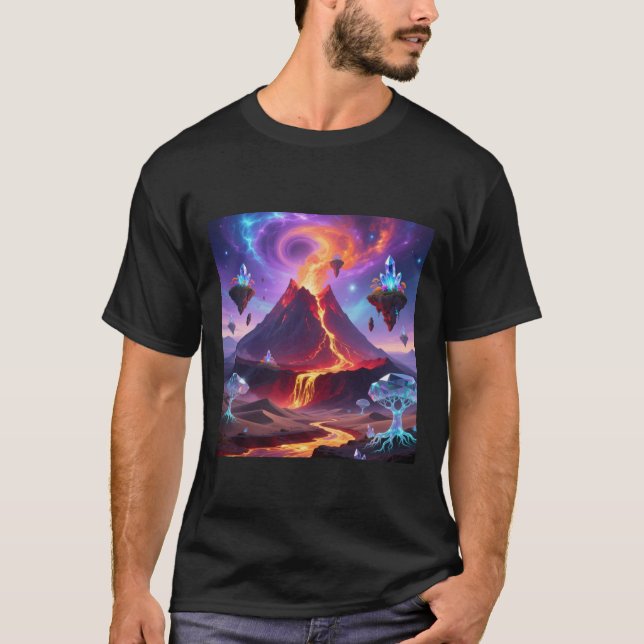Fantasy Volcano World T-Shirt (Framsida)