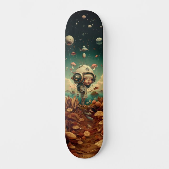 Fantasy wall art skateboard.  mini skateboard bräda 18,5 cm (Framsida)