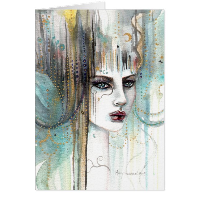 Fantasy Watercolor Abstrakt Art Hälsningskort (Framsidan)