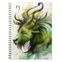 Fantasy Watercolor Qilin i Grönt och Guld