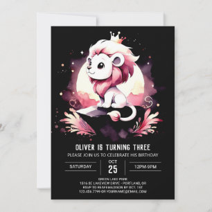 Fantasy Whimsical Lejon Birthday Inbjudningar
