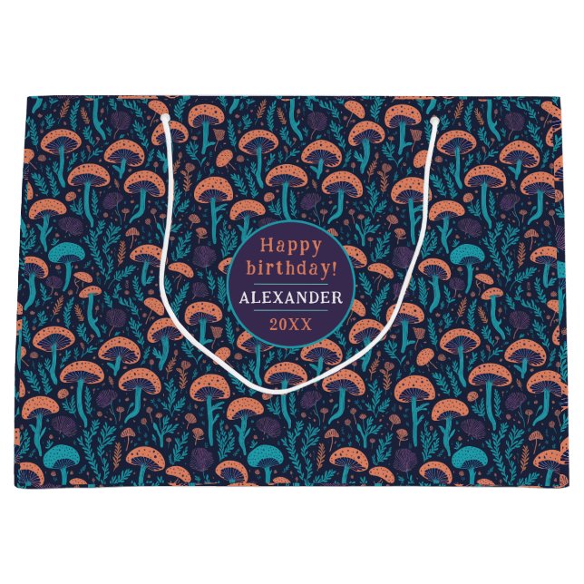 Fantasy Whimsical Woodland Lila Mushroom Mönster (Framsidan)