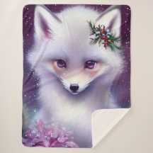 Fantasy White Baby Fox med Lavender Ögon
