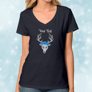 Fantasy white Hjort Head med Antlers Blue Ro T Shirt