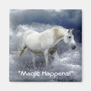 Fantasy White Horse & Ocean Surfa Magnet Gift