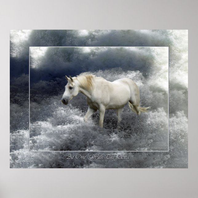 Fantasy White Horse & Ocean Surfa Poster (Framsidan)