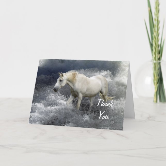 Fantasy White Horse & Ocean - tackkort (Framsida)