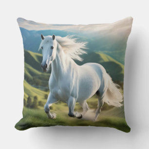 Fantasy White Horse som springer i dalen. Kudde