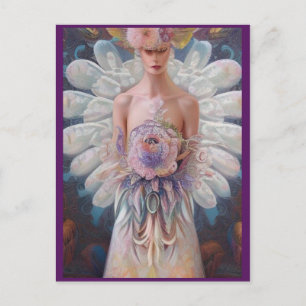 Fantasy White Peacock Bröllop Dress AI Art Mode Vykort