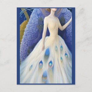 Fantasy White Peacock Bröllop Dress Mode Diva P Vykort