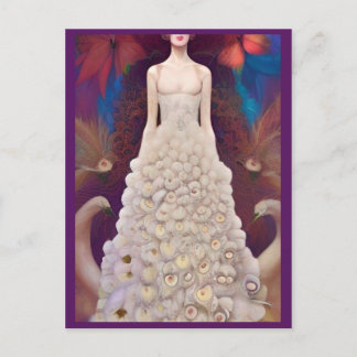Fantasy White Peacock Bröllop Dress Mode Diva Vykort