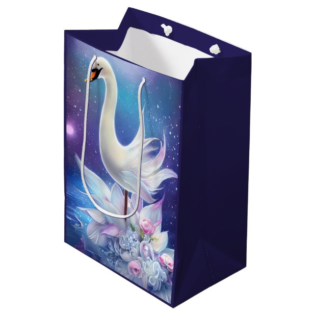 Fantasy White Svan med Flowers (Framsidan Vinklad)