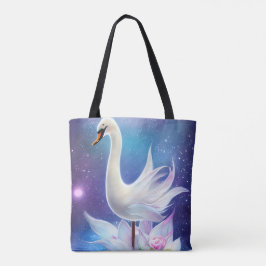 Fantasy White Svan med Flowers Tygkasse
