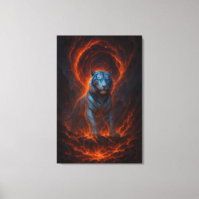 Fantasy White Tiger – Mystic Aura Series Canvastryck (Framsida)
