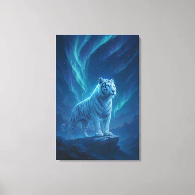 Fantasy White Tiger – Mystic Aura Series Canvastryck (Framsida)