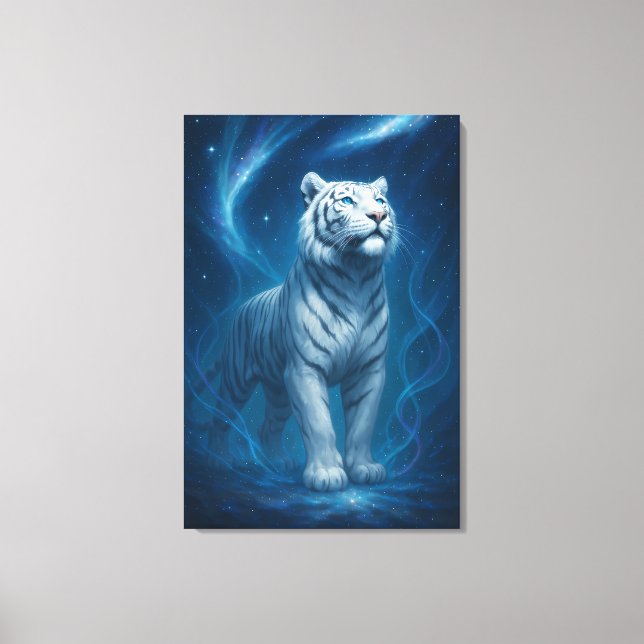 Fantasy White Tiger – Mystic Aura Series Canvastryck (Framsida)