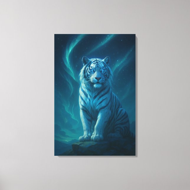 Fantasy White Tiger – Mystic Aura Series Canvastryck (Framsida)