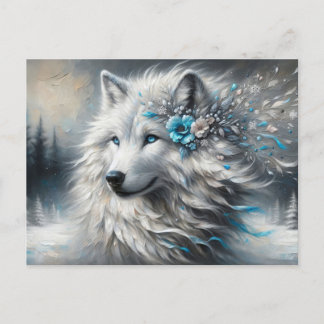 Fantasy White Varg Winter Wonderland Vykort