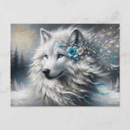 Fantasy White Varg Winter Wonderland Vykort